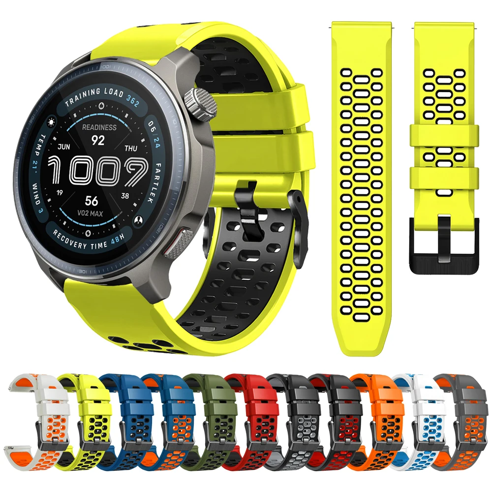 Correa de reloj de dos tonos de 22MM para Amazfit Balance 2/Bip 6/Balance/Cheetah Pro (redonda)/GTR 4/Bip 5 correa deportiva de silicona
