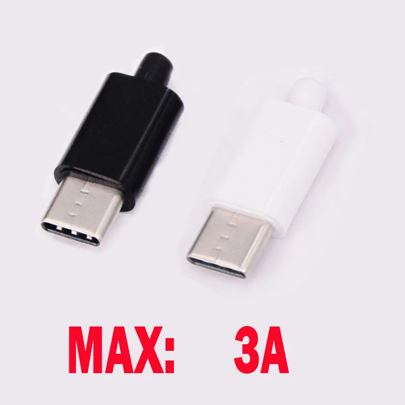 Conectores USB de carga rápida, conector macho tipo C de 10/5 piezas, USB 3,1, 3A, terminales eléctricos de soldadura, accesorios de cable de datos DIY
