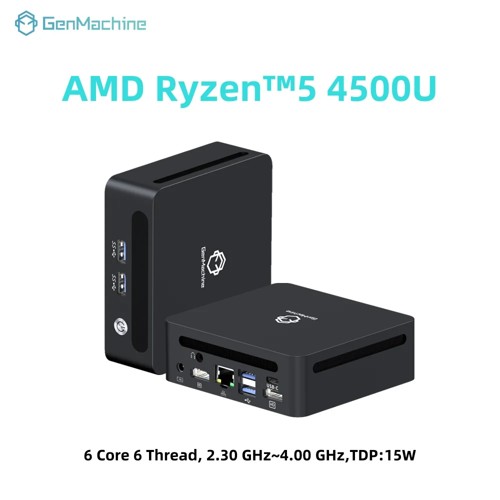 GenMachine Mini PC 4500U AMD Windows 11 Ryzen DDR4 6 núcleos 6 hilos 4,00 GHz 15W WiFi6 Diy ordenador para juegos Pc Ordenador de juegos