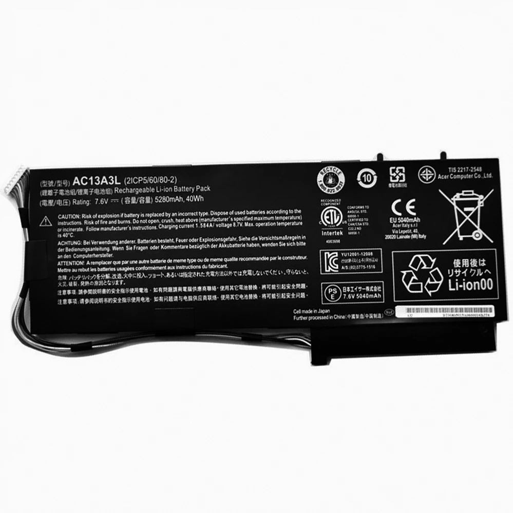 Nueva batería Original y genuina para ordenador portátil AC13A3L 7,6 V 40Wh para Acer Aspire P3-131 P3-171 X313 X313-E X313-M P3-171 - imagen 5