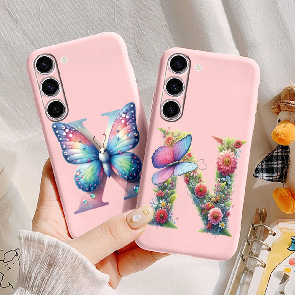 Para Samsung Galaxy S24 Ultra colorido letra mariposa funda de teléfono mujeres cubierta a prueba de golpes amor flor samsang s24 plus S25 - imagen 3