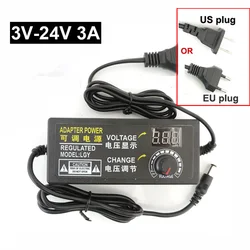 Adaptador Corriente Universal 5,5x2,5mm 3V-24V 3A CA-CC Regulable
