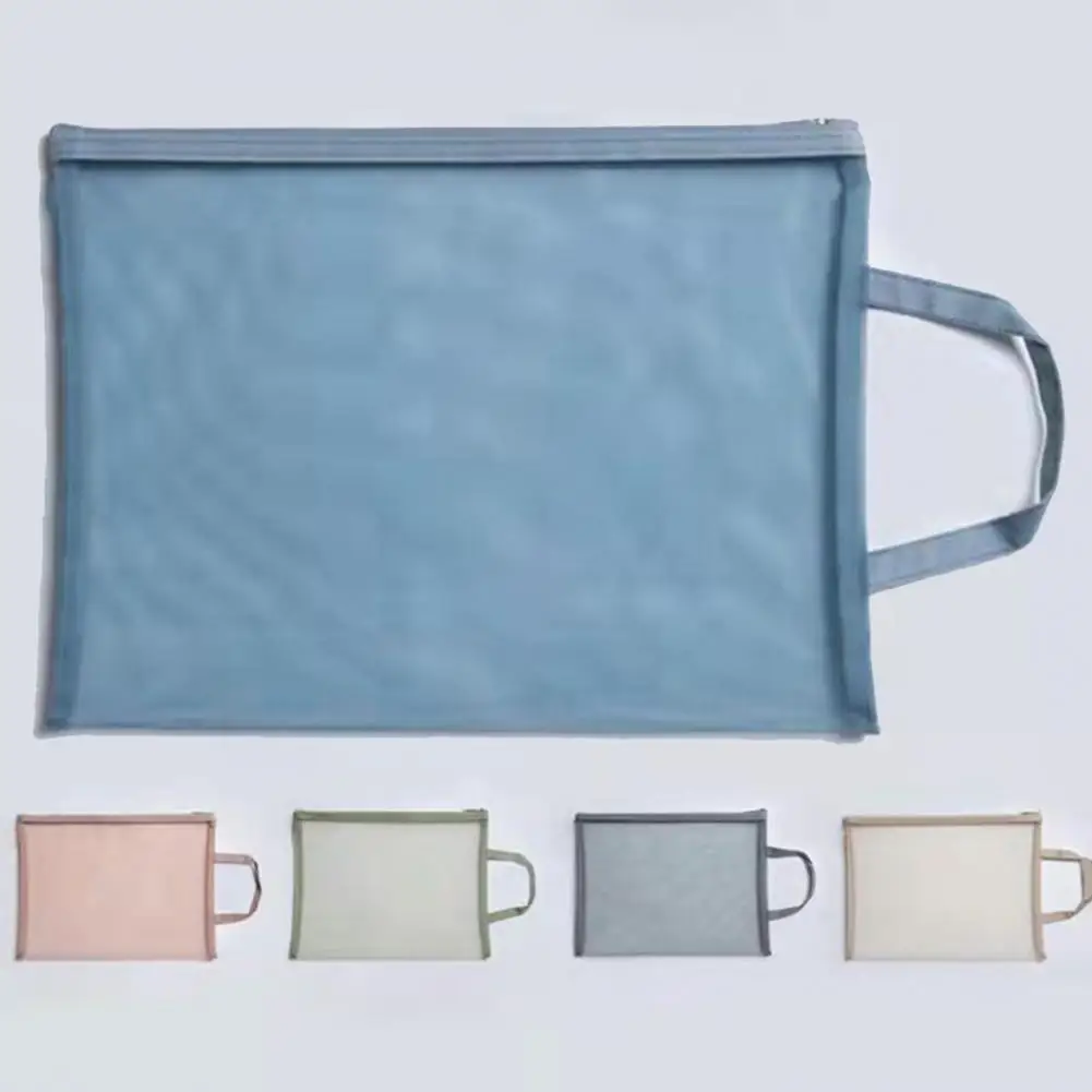 Portalápices ligero, estuche de lápices de malla transparente con cordón, cierre de cremallera, bolsa de archivo para documentos, pequeño para niñas