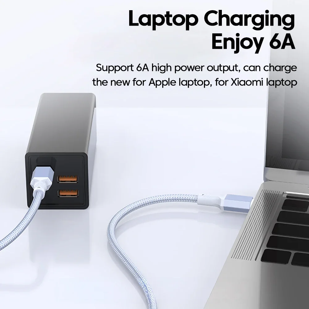 Cable USB C corto de 0,2 M-1M 6A USB C a tipo C Cable de carga rápida Cable de datos del banco de energía para iphone 15 16 Samsung Huawei Xiaomi - imagen 4