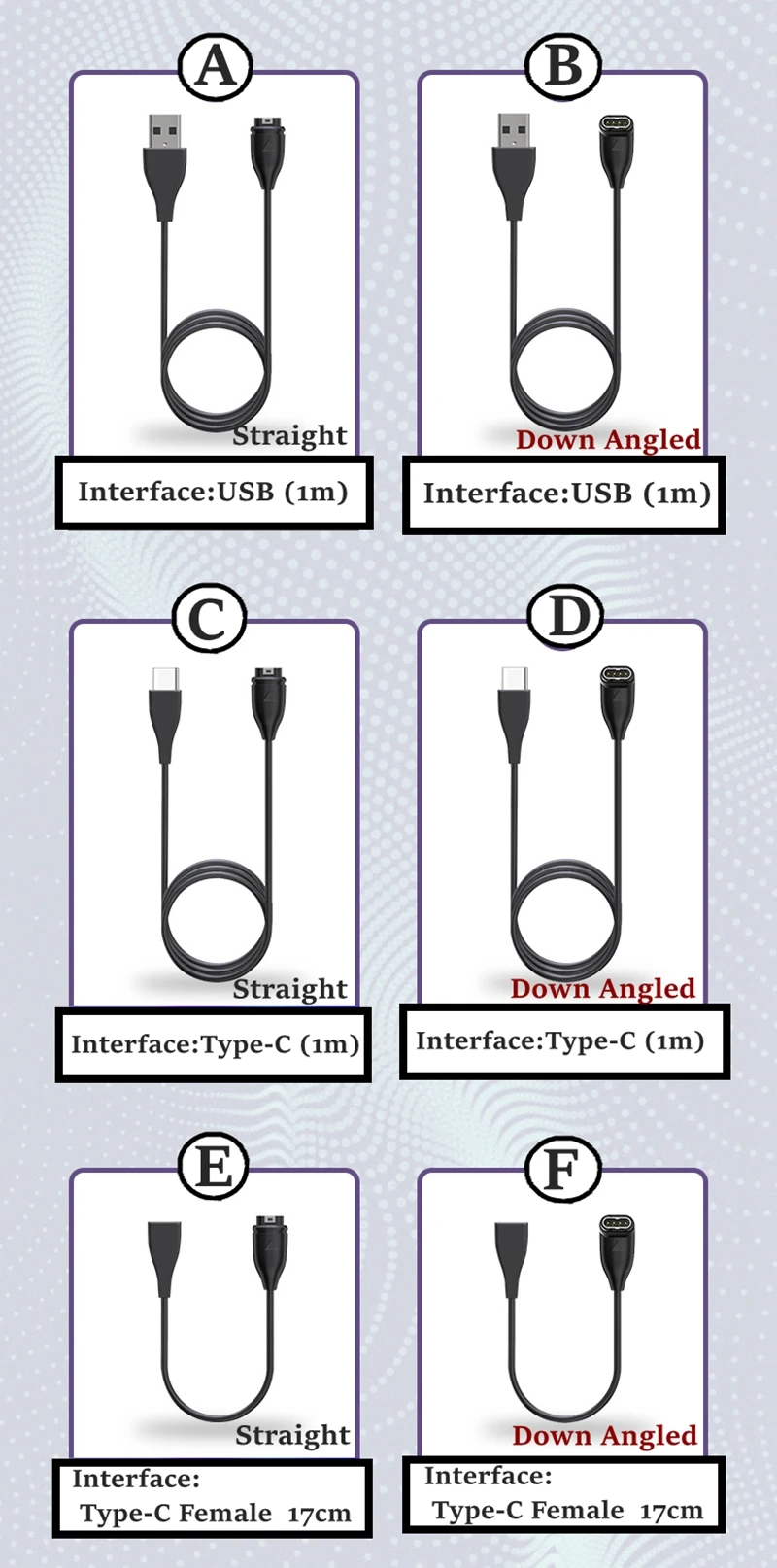 Cable de carga para Garmin Vivoactive 3 cargador 4s 935 USB C Dock 945 245 Fenix 5S 5 5X Plus 6 6S 6X Pro 7S 7X funda con enchufe - imagen 4
