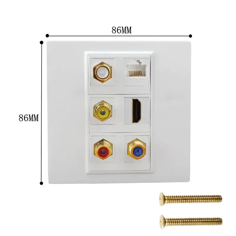 Cable de alta definición tipo 4K de 86mm, toma Compatible con HDMI, Panel VGA, Audio y vídeo, enchufe de pared 3rca, Panel Multimedia - imagen 3