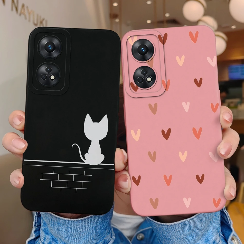 Para Oppo Reno 8T 8Z funda de teléfono Love Heart protección de cámara cubierta trasera de silicona líquida suave para OPPO Reno8T 4G 5G 8 Lite Shell