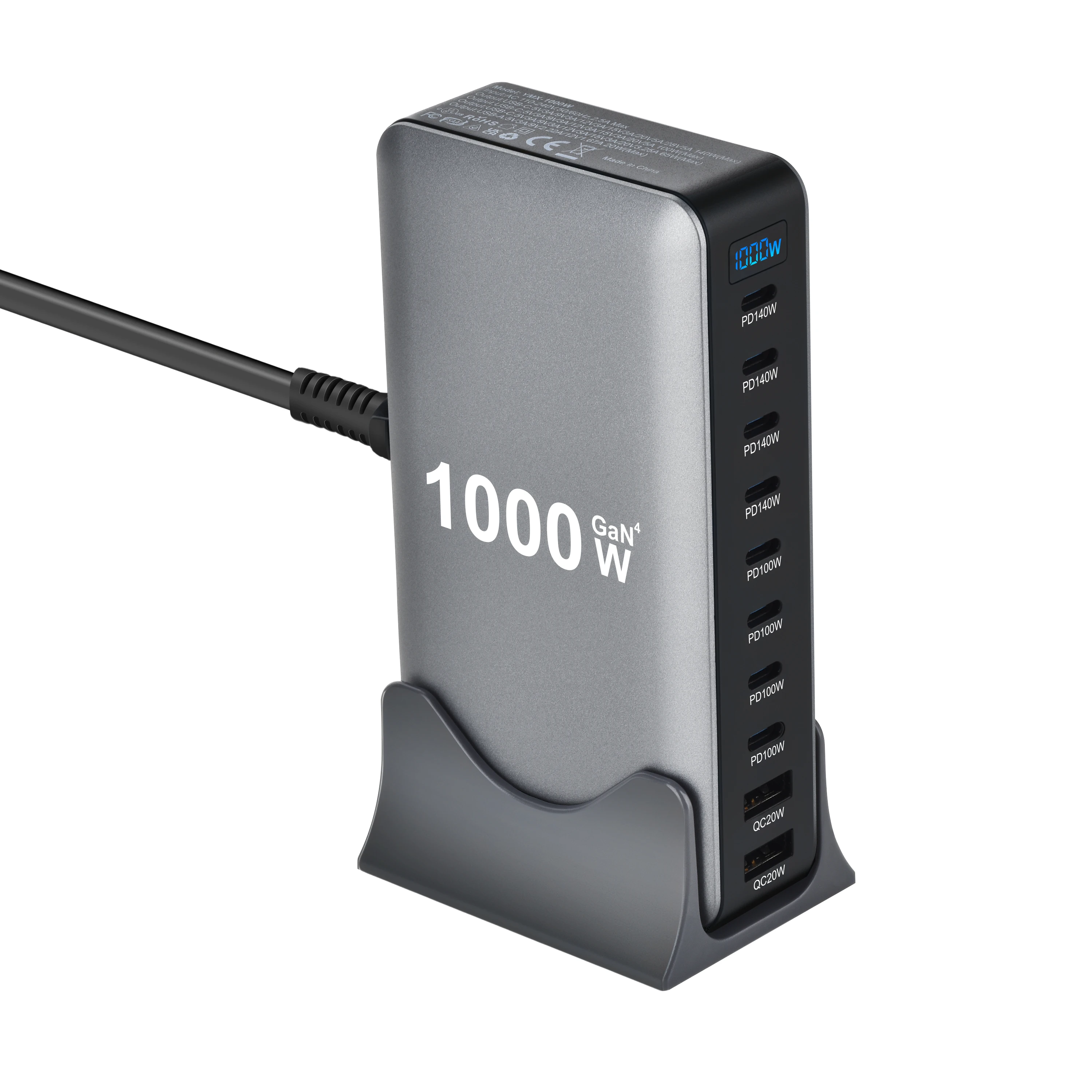 2025 nuevo cargador rápido GaN de 1000W PD3.1 USB tipo C adaptador de estación de carga rápida de escritorio de 10 puertos para móviles y tabletas Dropshipping - imagen 2