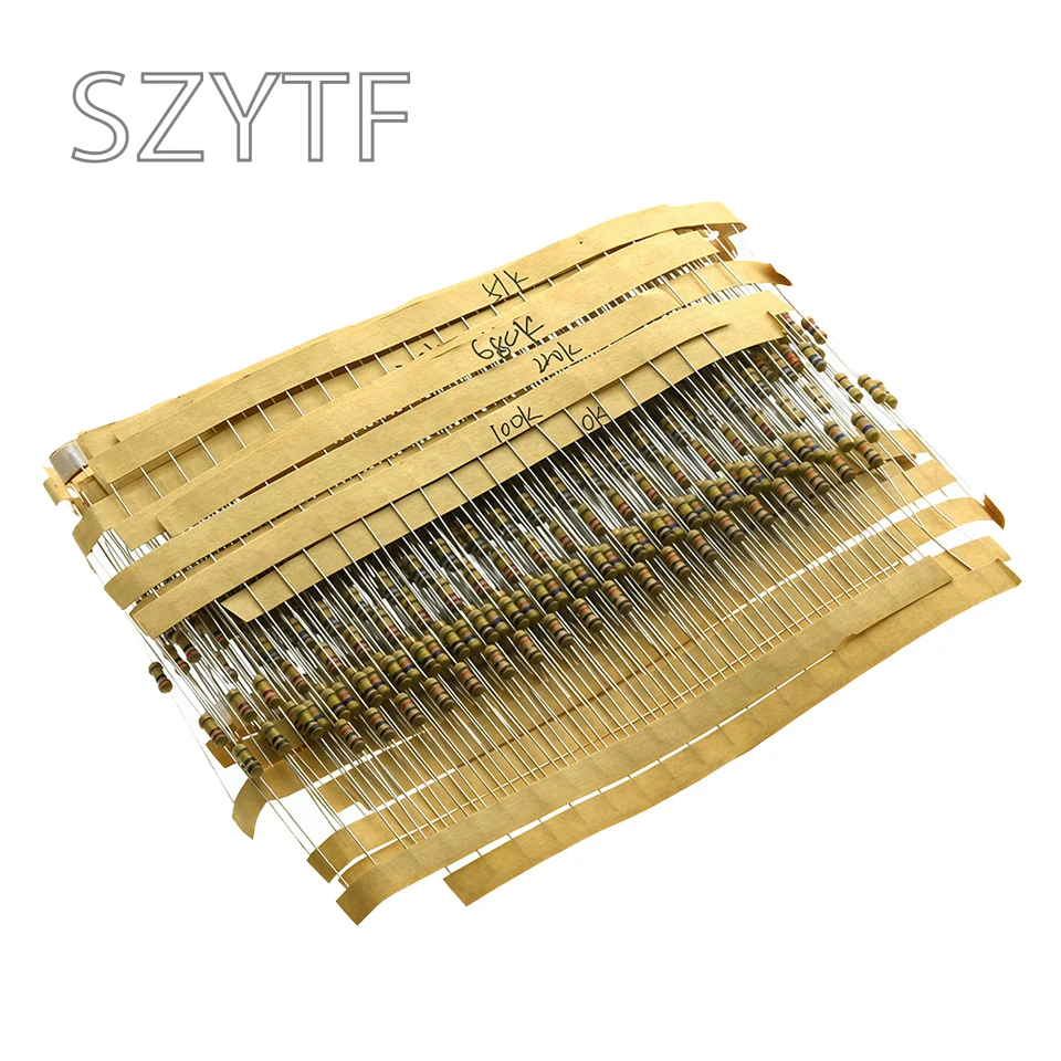 Paquete de resistencias de película de carbono de 1/4W 5% 10 ohm-1M de uso común 30 tipos * 20 = 600 piezas - imagen 2