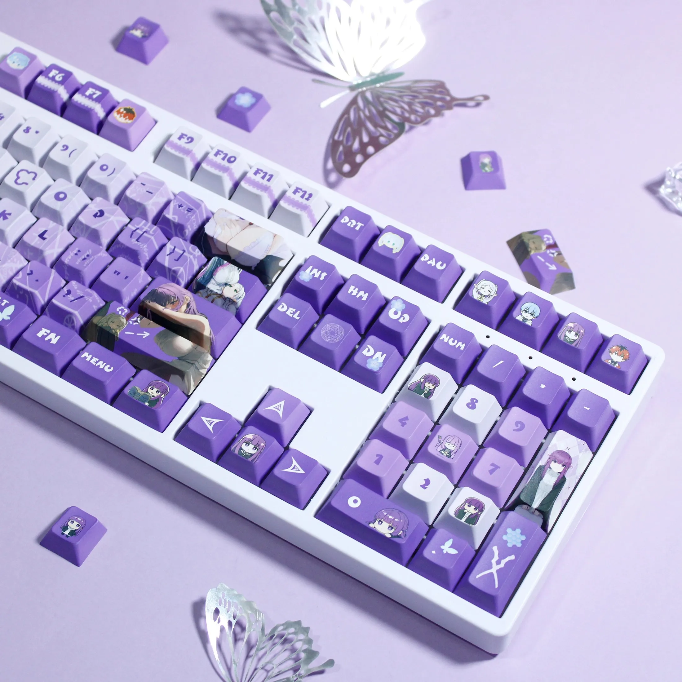 Juego de teclas con tema de helecho de Anime MiFuny, tapas de teclado PBT, teclas de juego personalizadas con perfil de cereza para regalos de teclado mecánico - imagen 5