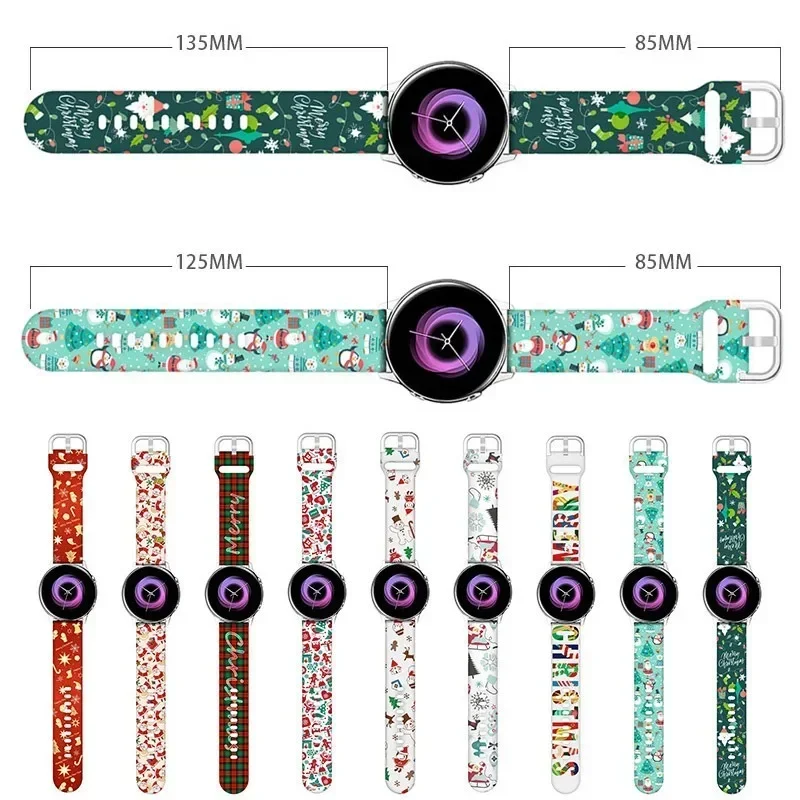 Correa con estampado navideño de 20mm y 22mm para Garmin Forerunner 55 158 165 245 255 265 645 970 570 banda de silicona para Garmin Venu 2 3 4 - imagen 2