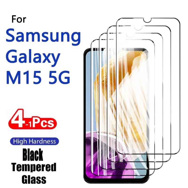 Protector de pantalla para Galaxy M15 5G Samsung, cristal templado 9H, funda antiarañazos de aluminio alto, amigable con huella dactilar, 1-4 Uds. - imagen 3