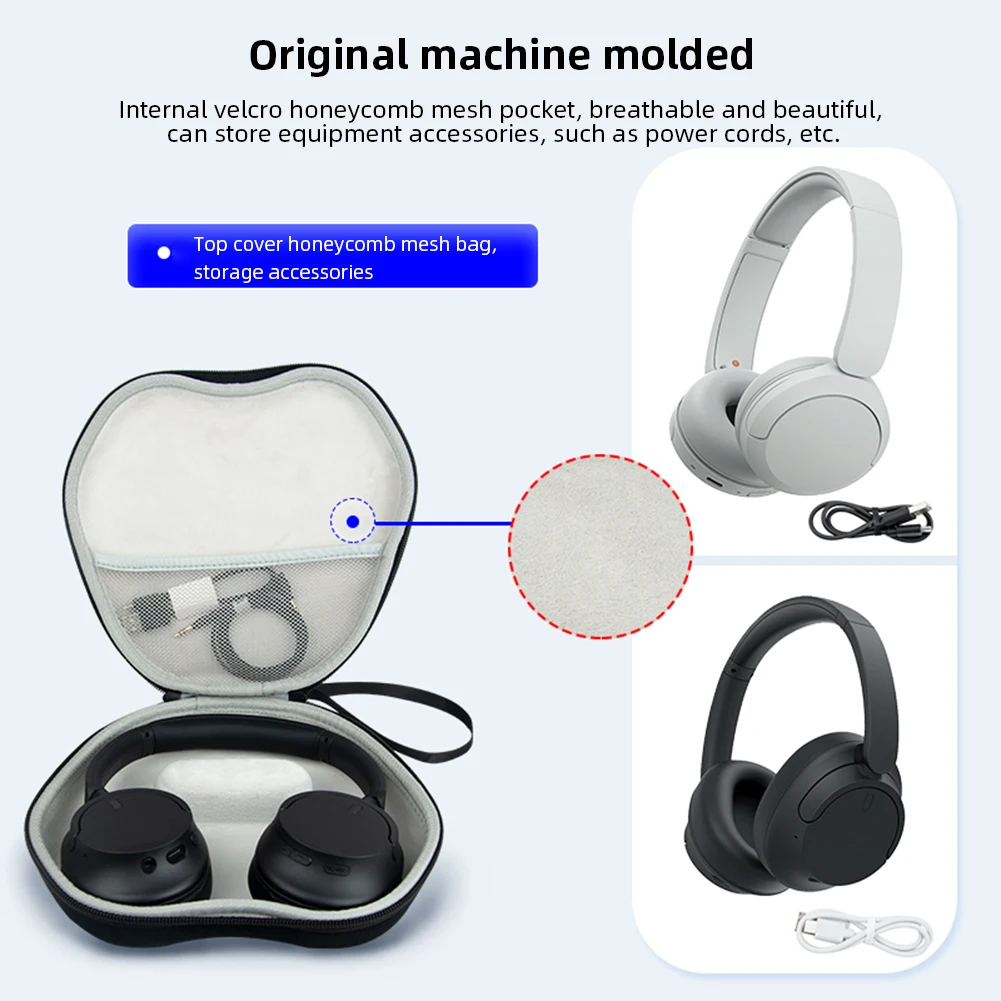 Estuche para auriculares EVA, carcasa dura, caja protectora para auriculares, bolsa de transporte portátil para auriculares de viaje para SONY WH-CH720N/WH-CH520 Apple Max - imagen 5