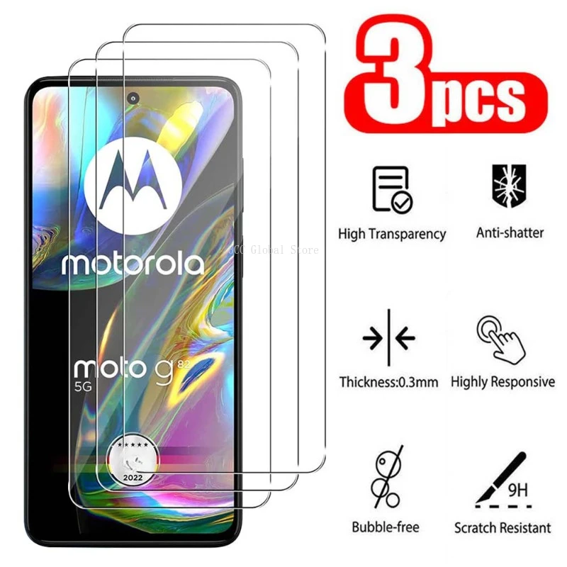 3 uds vidrio templado para Motorola Moto G22 G32 G42 G52 G82 Protector de pantalla para Moto G62 5G G72 G82 5G G30 G20 protectores de pantalla