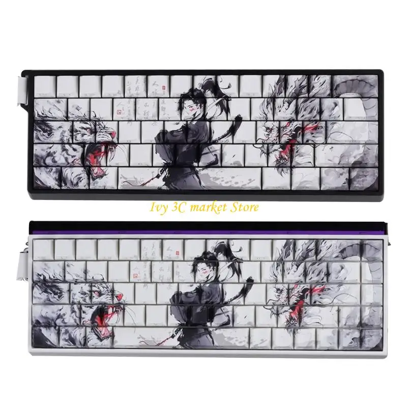 Teclas PBT con sublimación calor D7YC, antideslizantes texturizadas para teclados 60% 68%