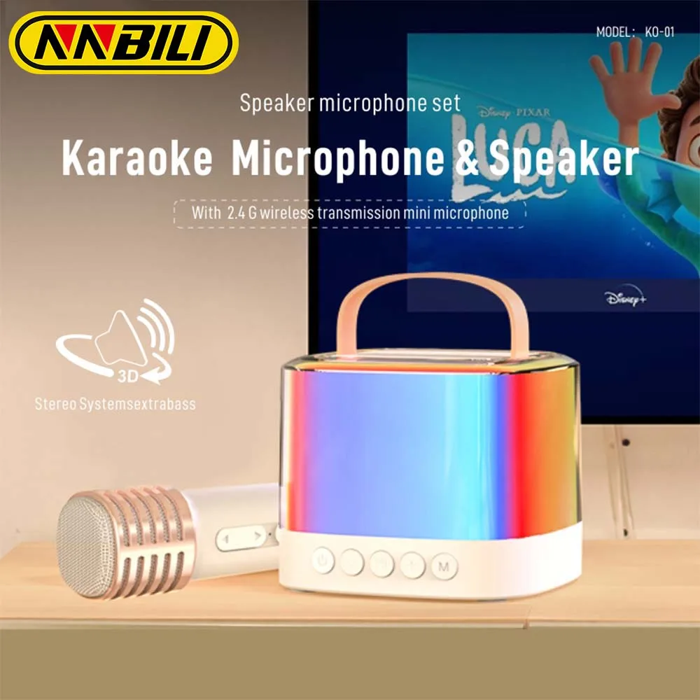 Altavoz NNBILI, máquina de Karaoke, micrófono Dual, 25W, altavoces estéreo de alta calidad, luz ambiental RGB, altavoces portátiles para fiestas