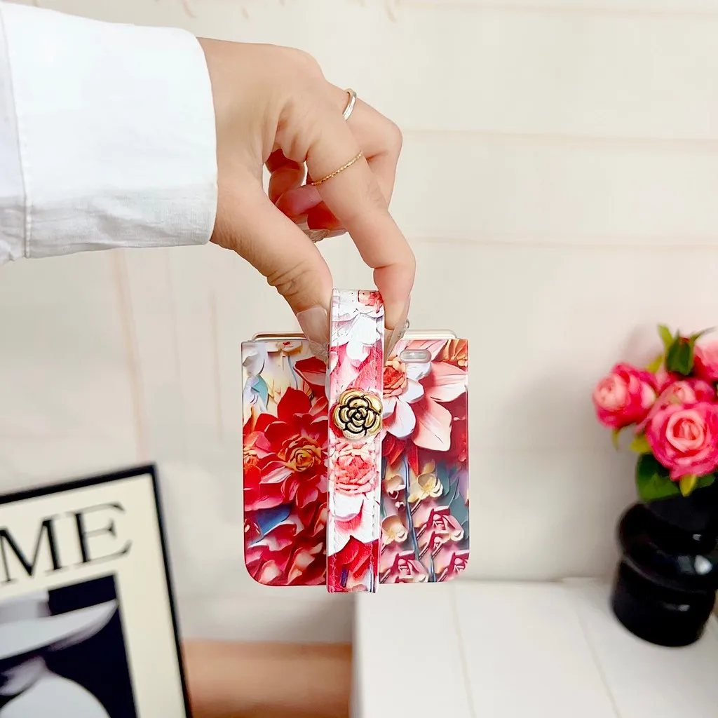 Con cordón para Honor Magic V Flip 5G relieve acuarela flores duro PC funda de teléfono a prueba de golpes - imagen 4