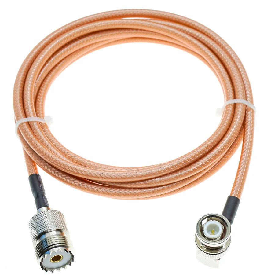 BNC macho de ángulo recto a UHF hembra SO239 RF coaxial Pigtail Jumper 50ohm Cable RG400 de doble blindaje