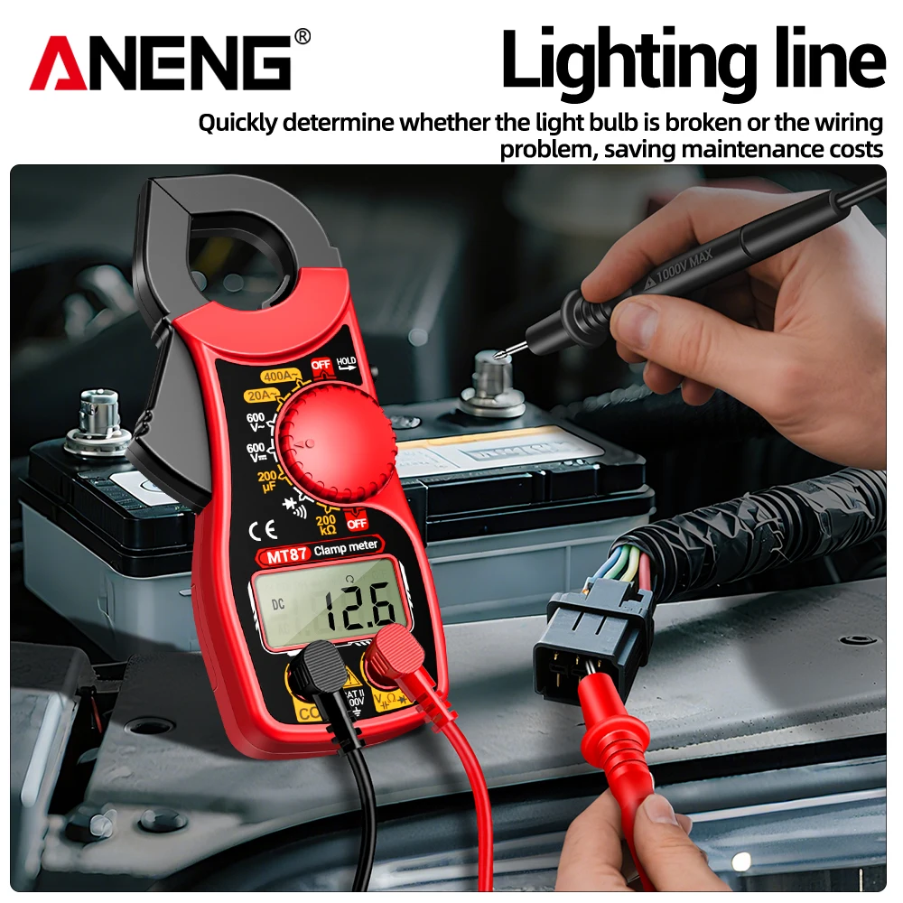 Multímetro portátil MT87 ANENG, multímetro de voltaje CC/CA de 1999 recuentos, amperímetro, Detector NCV Ohm, herramientas de reparación de automóviles industriales - imagen 4