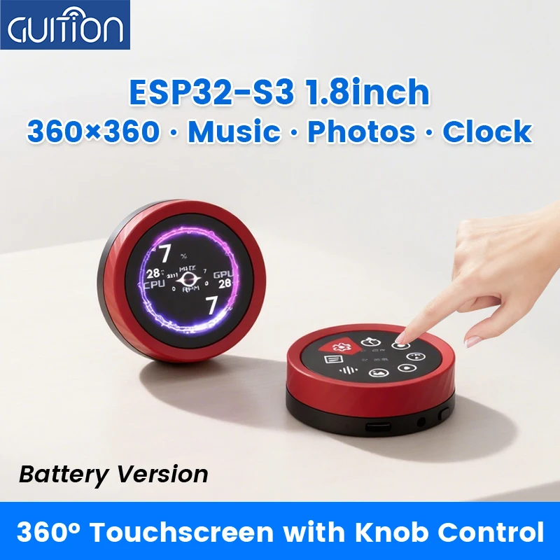 ¡Mejora tu escritorio! Pantalla secundaria programable DIY con perilla - Pantalla ESP32-S3 de 1,85" para control de volumen de PC, estadísticas del sistema - imagen 2