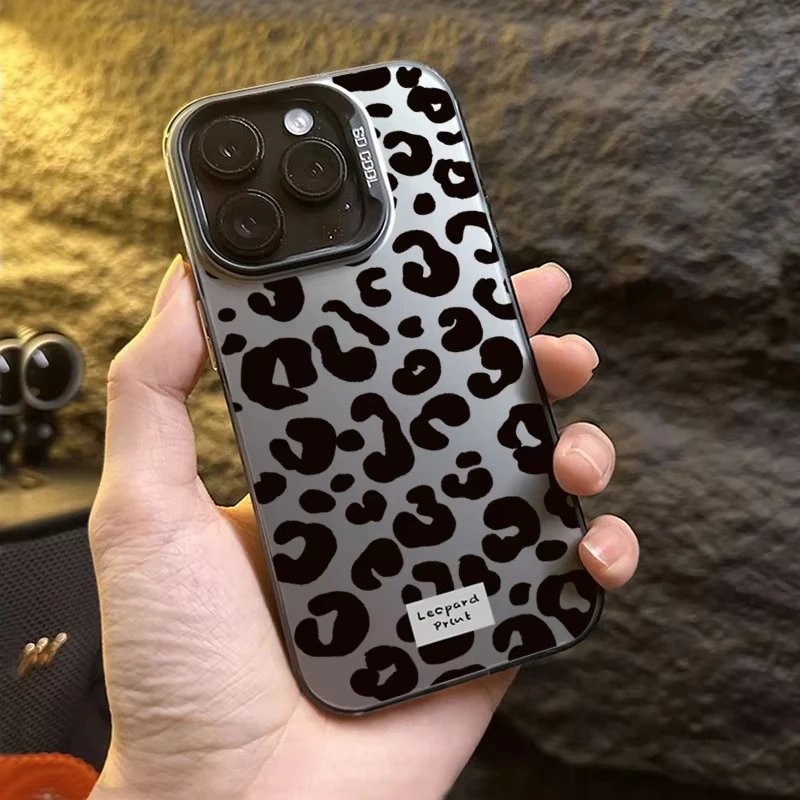 Funda de teléfono IMD chapada con estampado de leopardo colorido, adecuada para iPhone 16 15 Pro Max 14 13 12 11 Pro 16E 7 8 Plus X XS XR SE2 - imagen 4