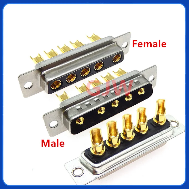 1 Uds 5W5 30A conector de alta corriente macho hembra chapado en oro adaptador de D-SUB tipo de soldadura enchufe de 5 pines soldadura de alta potencia DB - imagen 2