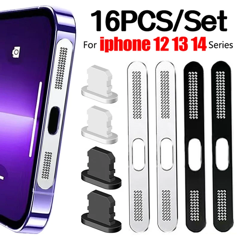 Pegatinas de red de Metal a prueba de polvo para IPhone 12, 13, 14 Plus, Pro Max, Mini auricular, agujero de altavoz, cubierta de malla de Metal antipolvo, 1-16 piezas