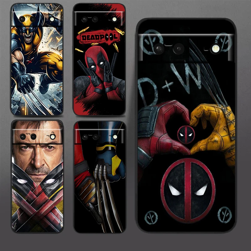 Marvel Wolverine Deadpool Love para Google Pixel 9 8 7A 7 6A 6 5A 5 4 4A XL 5G funda de teléfono suave de silicona negra a prueba de golpes