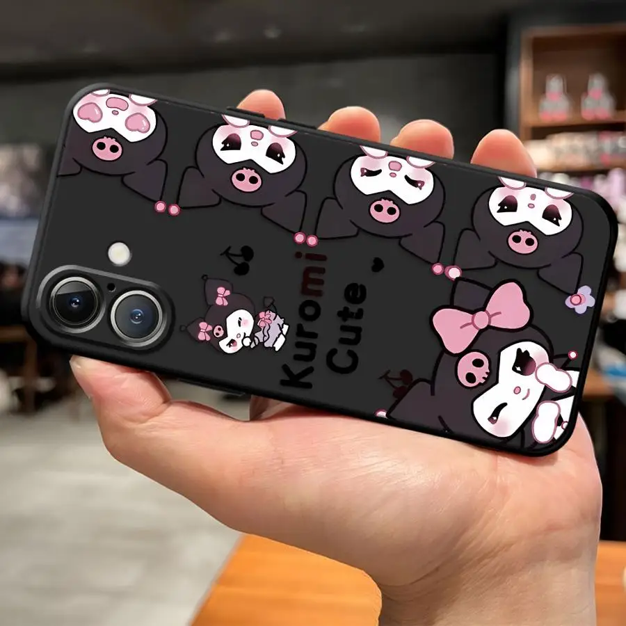 Sanrio Kuromi Baku funda para iPhone XR XS Max 7 8 17Air 15 16 14 Plus 13 12 11 17 Pro Max cubierta de teléfono suave negra - imagen 3