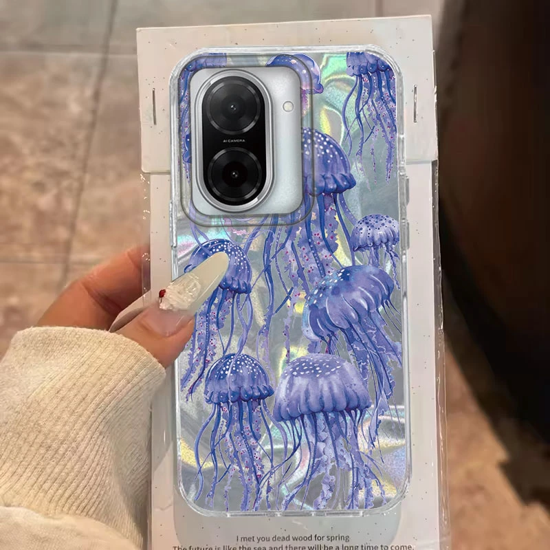 Para Xiaomi 14T Pro 13T 11 Lite 5G funda de teléfono patrón de medusa rosa para Xiaomi 14T bolsas protectoras de silicona de lujo a prueba de golpes - imagen 5