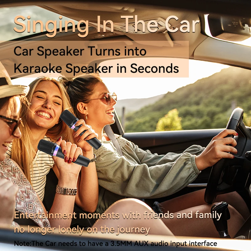 Micrófono inalámbrico dinámico para Karaoke, Sistema mezclador DSP con Bluetooth 5,3, luz RGB colorida, amplificador auxiliar de 3,5mm - imagen 3