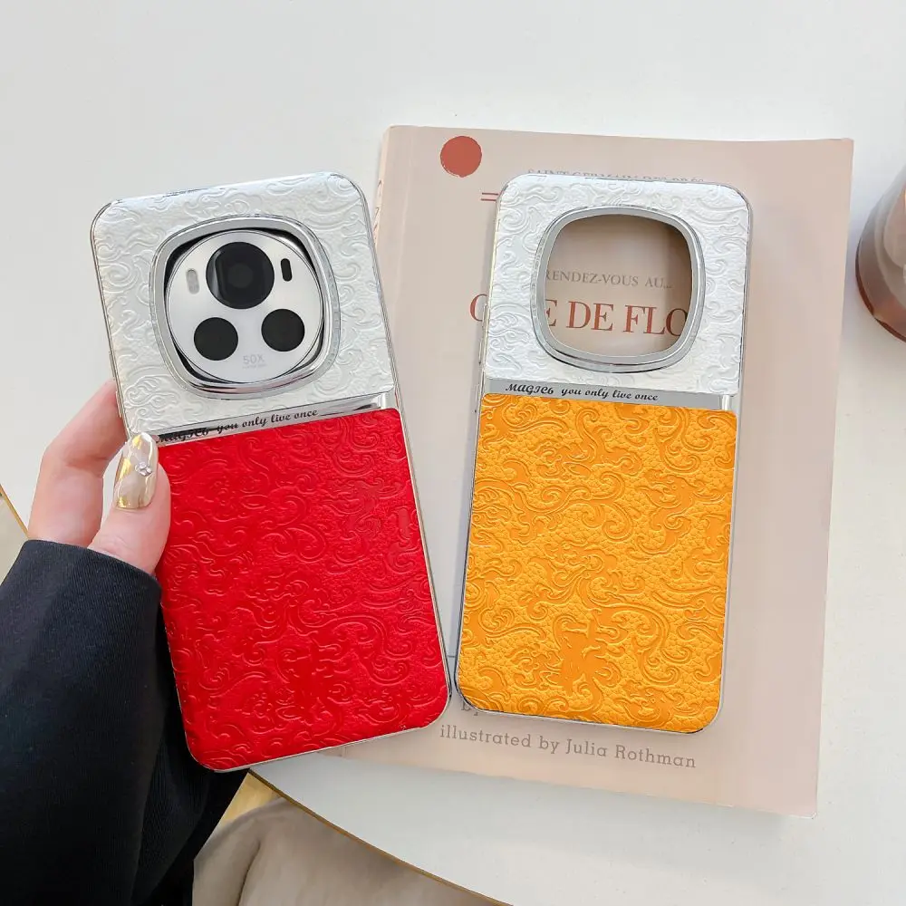 Funda trasera protectora de empalme para Huawei Honor Magic 6 5 Pro, carcasa de cubierta completa de PU dura de lujo para Honor Magic6 6Pro 5 - imagen 3