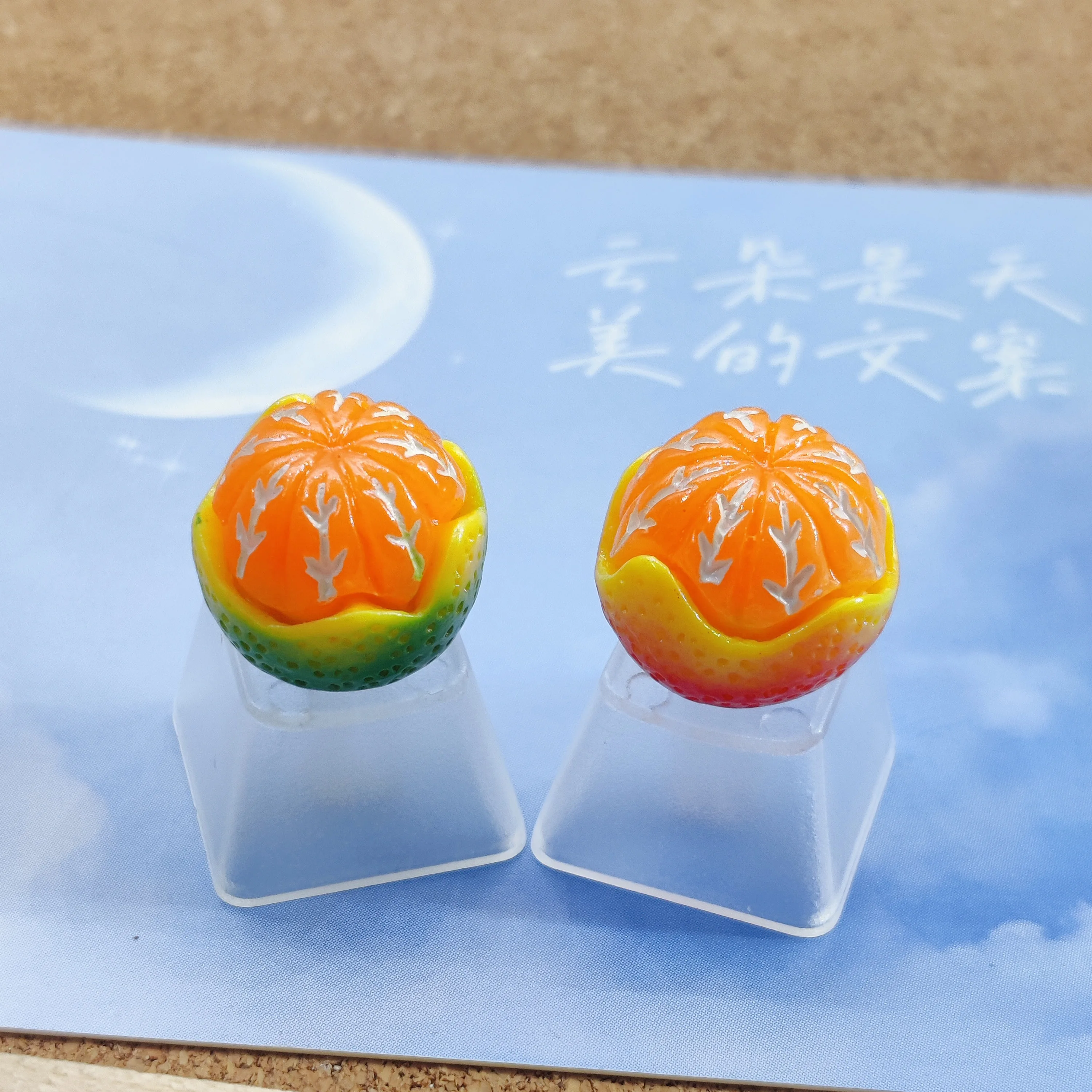 Teclas de teclado mecánico naranja creativas hechas a mano, teclas de frutas personalizadas transparentes, hachas cruzadas de alta belleza - imagen 2