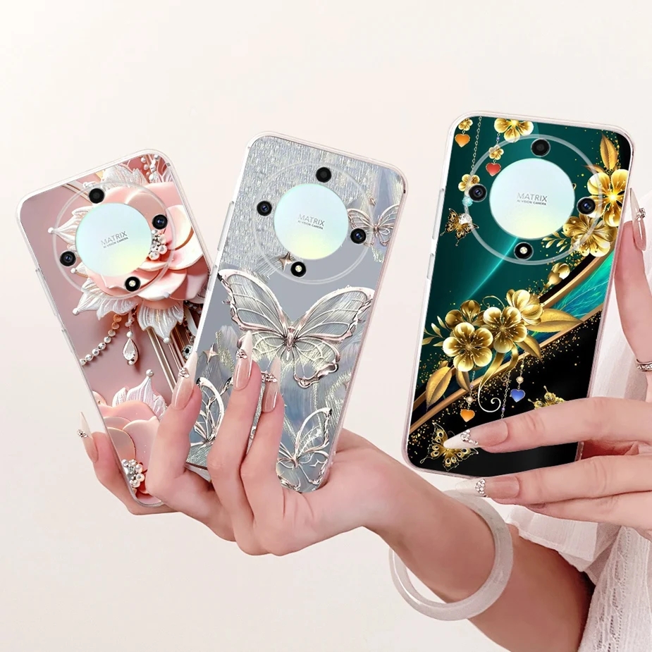 Para Honor Magic 6 Lite funda ALI-NX3 funda pintada de lujo funda de teléfono de silicona transparente para Honor X9b HonorX9b Magic6 Lite carcasa suave - imagen 5