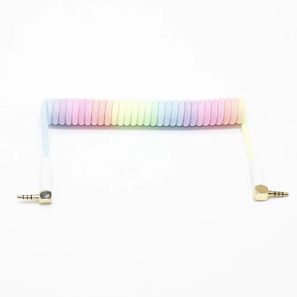 Cable en espiral de resorte TRRS para teclado mecánico dividido RODE Sc7 de VIDEOMIC GO Video, Micro tipo micrófonos, Cables de ángulo de Cable de Audio - imagen 3