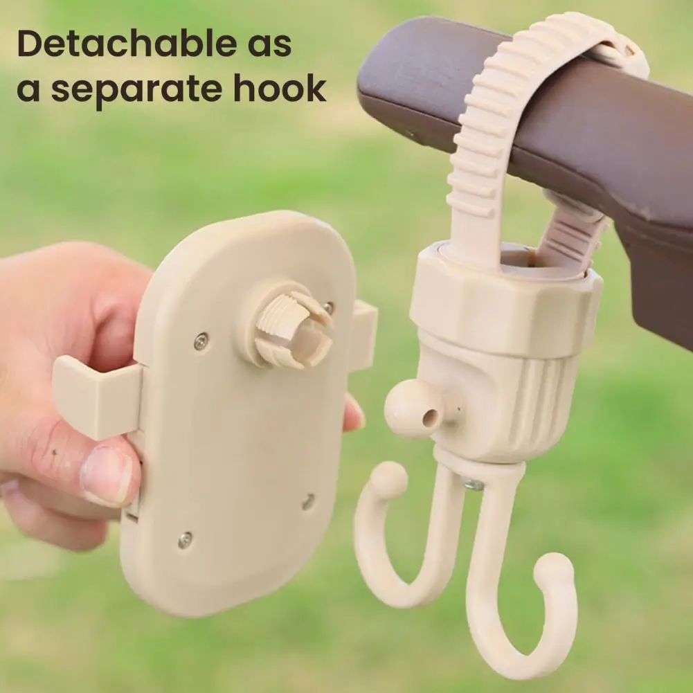 Gancho de soporte para teléfono extraíble, gancho para cochecito con rotación de 360 grados, organizador de soporte para teléfono para bolsas de compras, almacenamiento de doble función para bicicletas - imagen 5