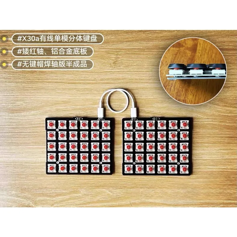 Teclado dividido de perfil bajo X30a, teclado mecánico personalizado con cable de soldadura, monomodo, Mini teclado ergonómico dividido, VIAL - imagen 4