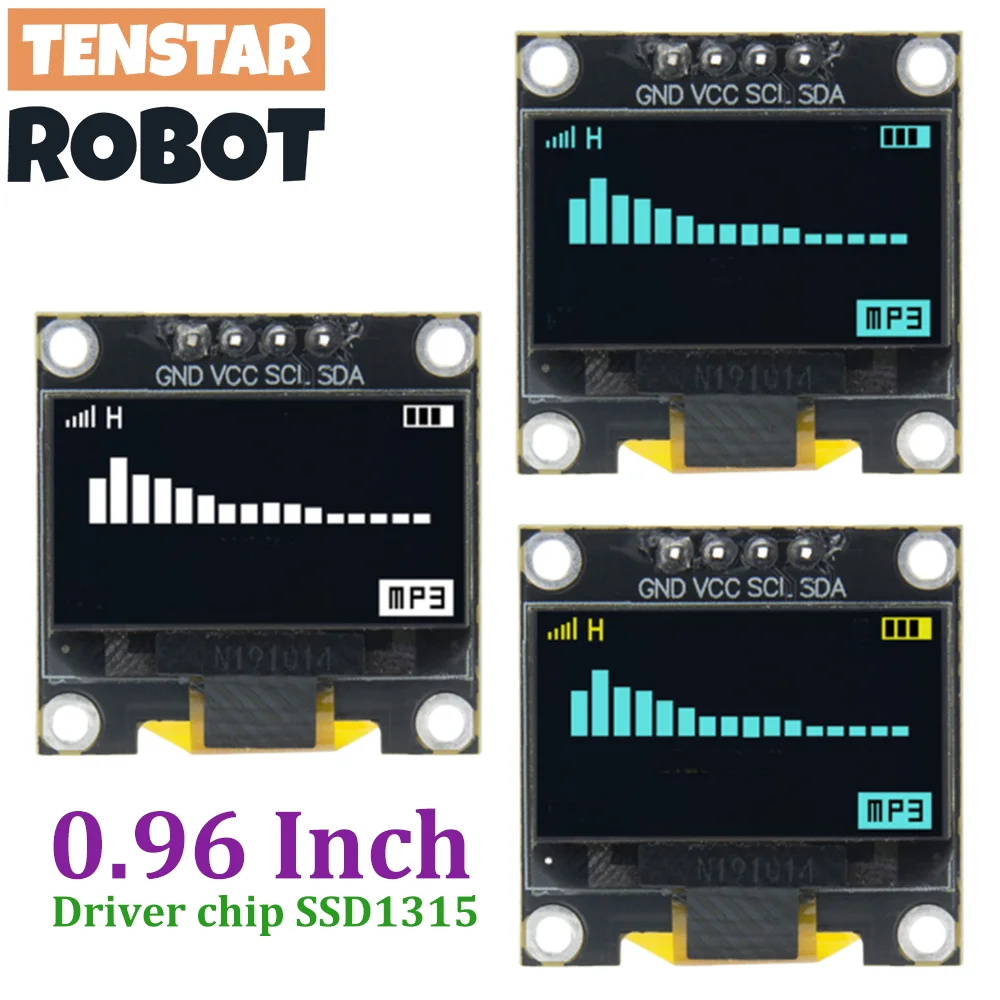 TENSTAR 0,96 pulgadas I2C módulo de pantalla OLED chip controlador SSD1315 blanco azul amarillo 128X64 4 pines IIC serie 12864 placa de pantalla LCD