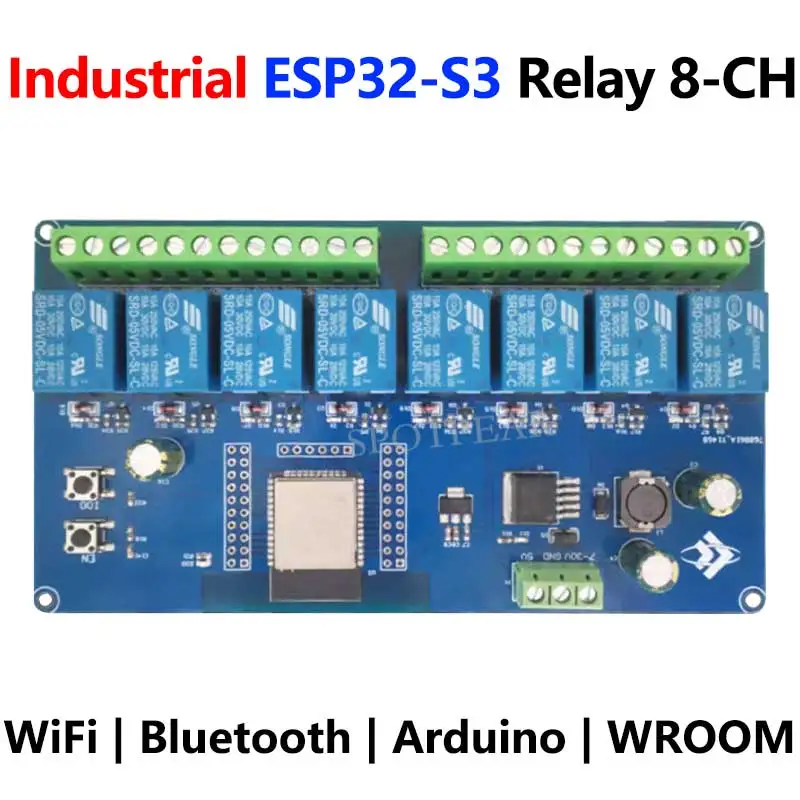 Relé industrial ESP32-S3 ESP32-WROOM de 8 canales IOT WiFi Bluetooth HAT para Arduino - imagen 2
