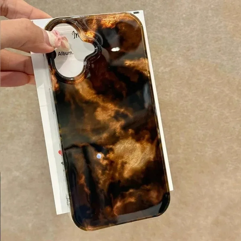 Funda de teléfono de silicona con diseño de vórtice, mezcla ámbar, negro y marrón, para iPhone 16 11 12 13 14 15 17 Pro Max X XS XR 7 8 Plus, funda suave - imagen 2