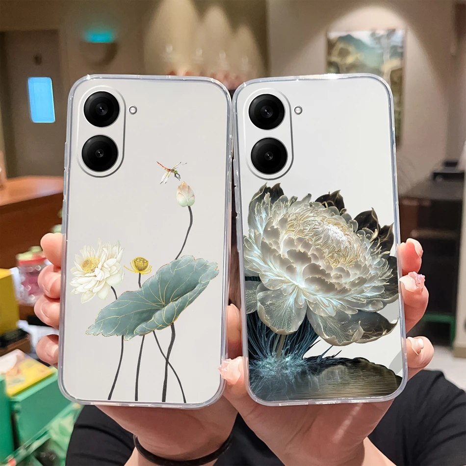 Para Xiaomi Redmi A5 4G NFC funda Lucky Flower fundas de teléfono transparentes para Redmi A5 4G NFC suave delgada TPU fundas traseras de silicona - imagen 2