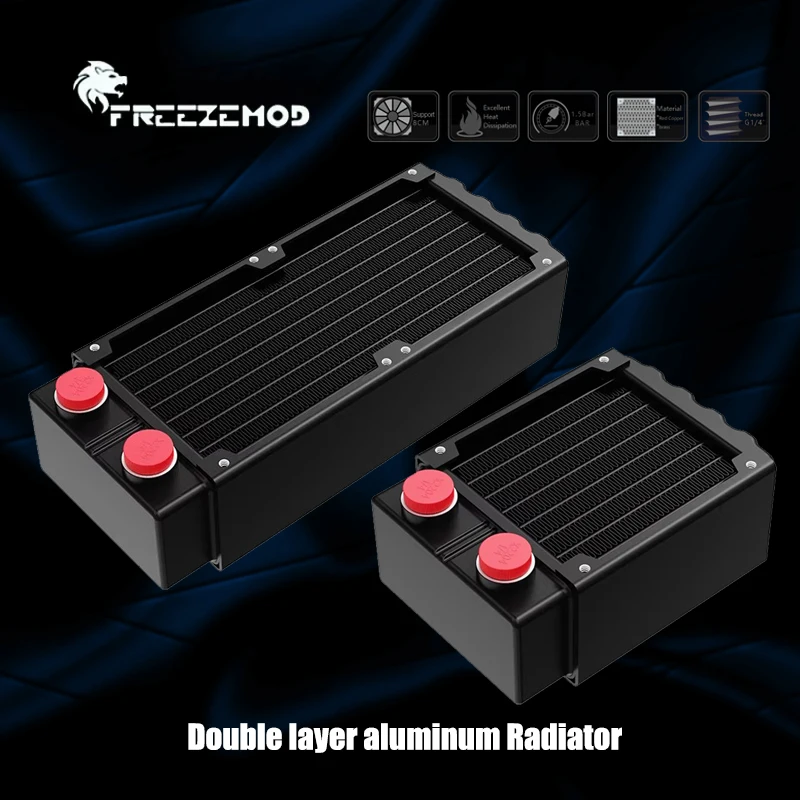 FREEZEMOD 80 160 fila de radiador pequeño de aluminio de 2 capas, ventilador de 80mm de espesor de 47mm para refrigeración por agua médica/impresión/laser