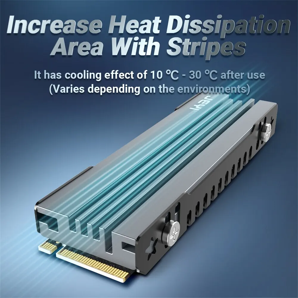 JEYI-disipador de calor M.2 SSD, radiador de refrigeración de SSD 2280 NVME NGFF, Enfriador de aluminio completo con almohadilla de silicona térmica para placa base/PS5 - imagen 2