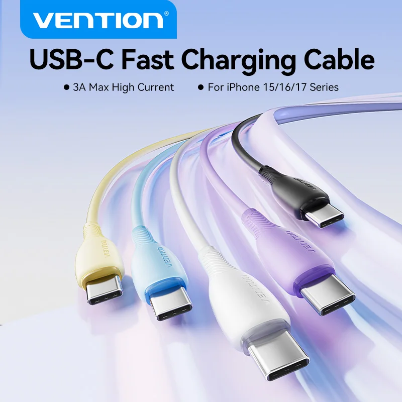 Vention 3A Cable USB tipo C para Iphone 15 Samsung plus Huawei Mate60 P60 Cable de carga rápida USB-C cargador Cable de teléfono Cable de datos