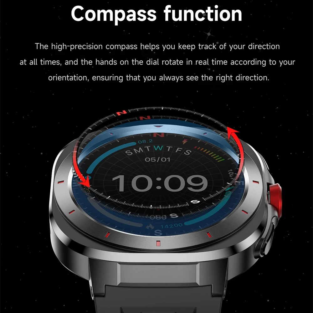 2025 relojes deportivos inteligentes para la salud, frecuencia cardíaca, brújula para exteriores, llamada de diente azul, reloj inteligente resistente al agua 1ATM, pulsera con asistente de voz - imagen 5