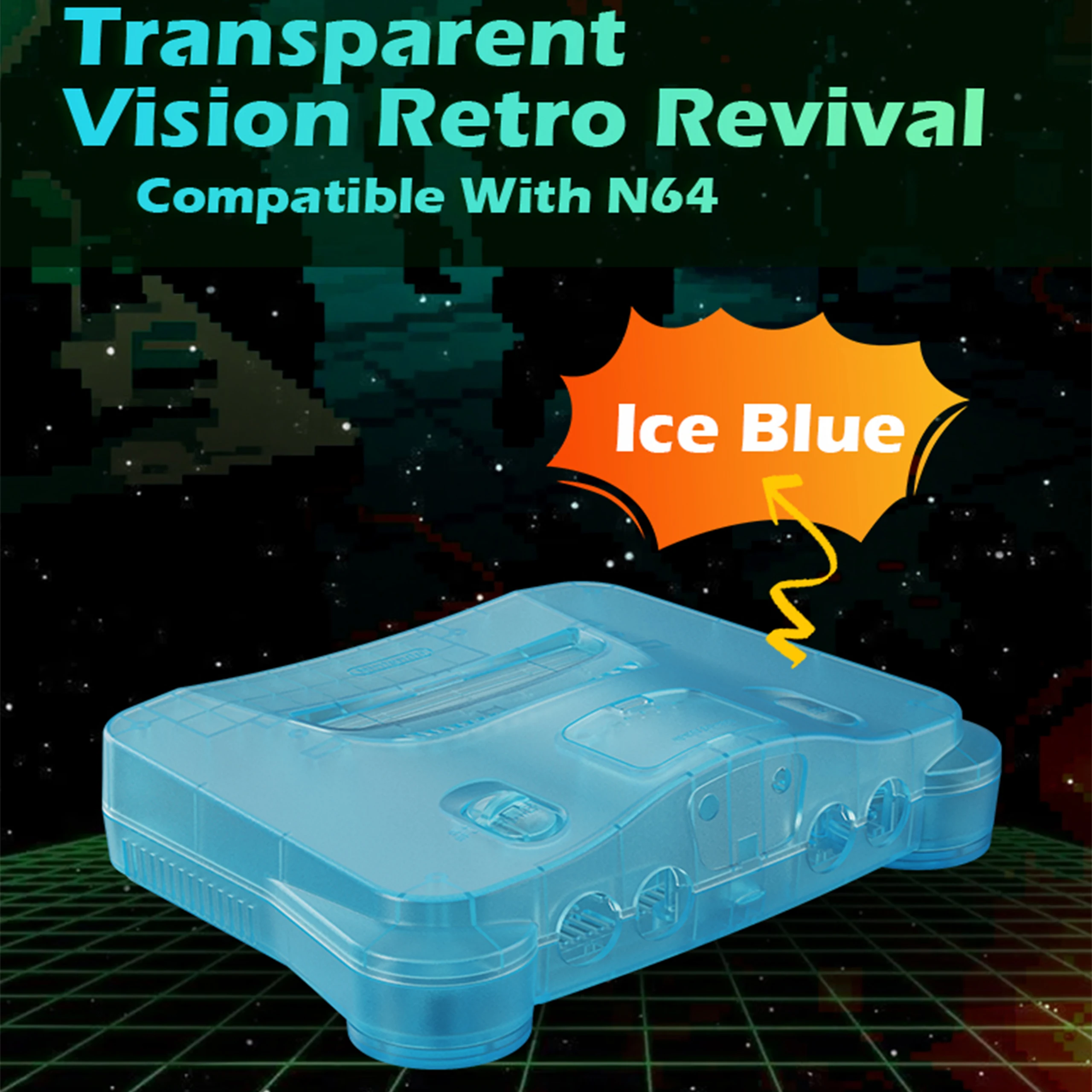 Bitfunx Ice Blue N64 carcasa de repuesto transparente carcasa protectora para consola de juegos Nintendo 64 todas las versiones - imagen 5