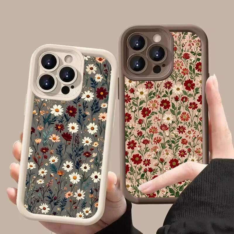 Funda de teléfono con patrón de flores para Samsung Galaxy S25 Ultra S24 FE S23 S22 S21 Plus A06 A26 A36 A33 A25 A16 A34 funda de silicona