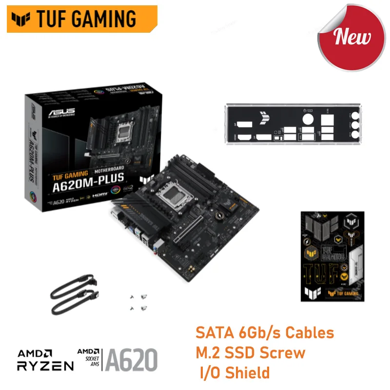 ASUS-placa base para juegos, procesador AMD Ryzen 5 7600X, Kit de CPU, M.2, 128GB, PCIe, AMD A620, TUF, GAMING A620M-PLUS, nuevo, 4,0 - imagen 5