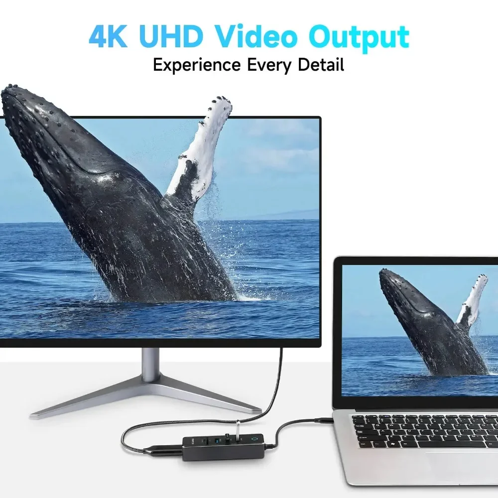 Adaptador Dongle Hub USB C RSHTECH con 4K HDMI 3 puerto de datos USB 3,0 100W PD SD/TF lector de tarjetas base de concentrador de aluminio para PC portátil - imagen 2