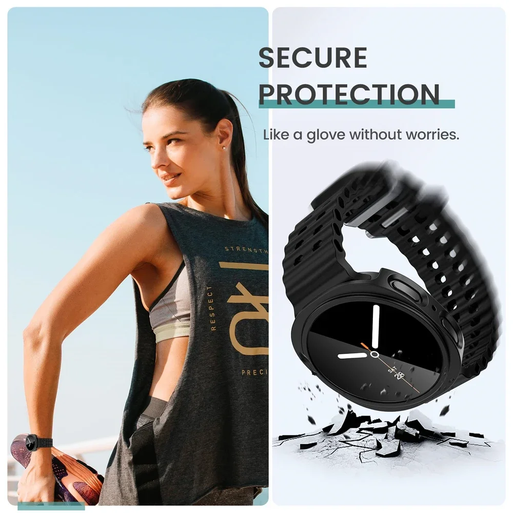 Vidrio templado + funda para Samsung Galaxy Watch 8 44mm 40mm 3Dull PC cubierta protectora de pantalla de parachoques + película reloj 8 Accesorios - imagen 4